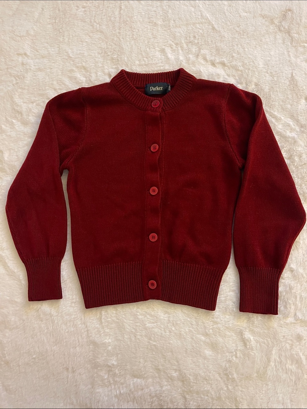 Parker Girls Deep Red Button-Up Cardigan Sweater SZ  YXXS
